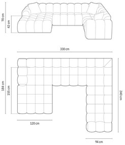 Светлосив шенилов ъглов диван (десен ъгъл/U форма) Treno – Cosmopolitan Design