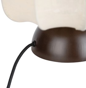 Japandi настолна лампа тъмен бронз с бежов абажур - Nori