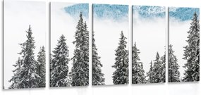 картини от 5 части – Заснежени борови дървета