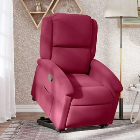 3204305 vidaXL Изправящ реклайнер стол, виненочервен, кадифе