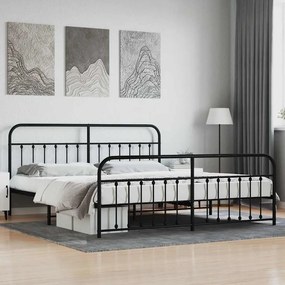 352603 vidaXL Метална рамка за легло с горна и долна табла, черна, 200x200 см
