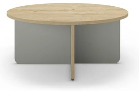 Светлозелена/естествена кръгла масичка за кафе с дъбов плот ø 80 cm Hillary – Marckeric