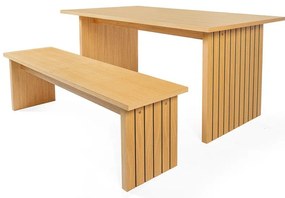 Маса за хранене с дъбов плот 90x160 cm Stripe - Woodman