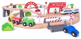 Woody - Дървен комплект с релси, виадукт и електрически локомотив 93064