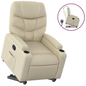 3204659 vidaXL Изправящ реклайнер стол, кремав, изкуствена кожа