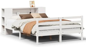 3322198 vidaXL Легло с етажерка за книги, без матрак, 135x190 см, бор масив