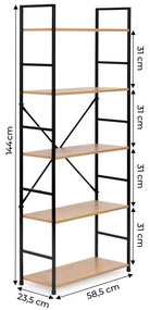 Дървен рафт с метална рамка и 5 рафта