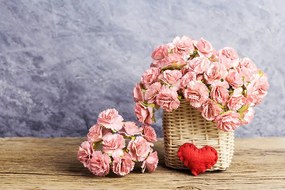 Фототапет – Букет карамфили в кошница