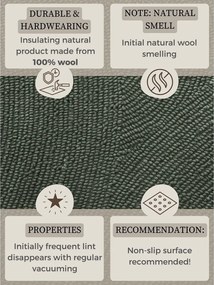 Тъмнозелен ръчно изработен вълнен кръгъл килим ø 200 cm Calmio – Hanse Home