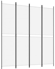 350246 vidaXL Параван за стая, 4 панела, бял, 200x220 см, текстил