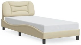 3207742 vidaXL Рамка за легло без матрак Hvar, кремави, 90x190 см, плат