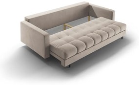 Бежов кадифен разтегателен диван с място за съхранение 222 cm Bali – Cosmopolitan Design