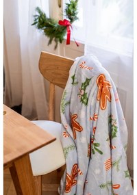 Синьо одеяло с коледен мотив от микроплюш 130x170 cm Gingerbread – Catherine Lansfield