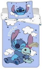 Синьо памучно детско спално бельо за детско креватче 100x135 cm Lilo &amp; Stitch "Clouds" – Jerry Fabrics