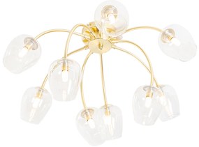 Класическа таванна лампа златиста със стъкло 9-лампа - Elien