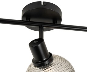 Дизайнерски прожектор черен с опушено стъкло 3-светлина - Chico