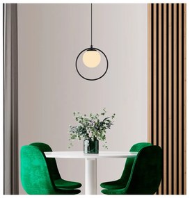 Черна метална висяща лампа със стъклен абажур ø 15 cm Ates - Squid Lighting