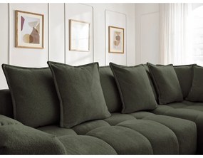 Зелен шенилов сгъваем/с място за съхранение ъглов диван (десен ъгъл/L форма) Everest – Bobochic Paris