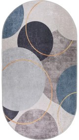 Синьо-сив миещ се килим 80x120 cm Oval - Vitaus