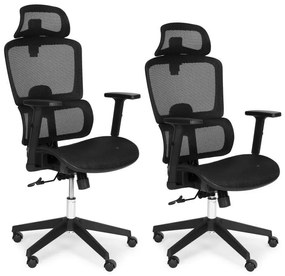 Ергономичен офис стол с регулируема облегалка за глава и мрежеста облегалка