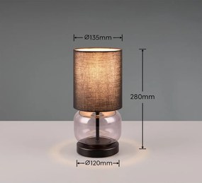 Черна и лилава настолна лампа с текстилен абажур (височина 28,5 cm) Elio - Trio