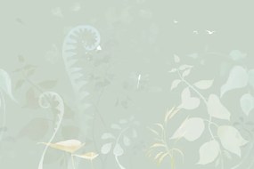 Самозалепващ тапет – Абстрактен растителен натюрморт в зелено