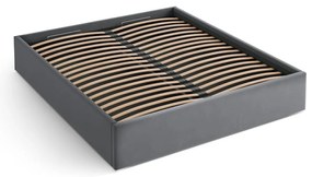 Сиво двойно легло 140x200 cm тапицирано с място за съхранение/без табла с включена подматрачна рамка Susan – Micadoni