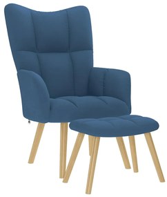 4016786 vidaXL Релаксиращ стол с табуретка, син, текстил
