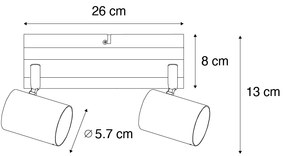 Интелигентен таванен прожектор черен с дърво 2 светлини регулируем вкл. Wifi GU10 50mm - Jeana