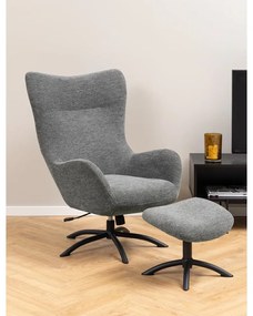 Антрацитно сив комплект от ухо и табуретка за крака Talgarth - Actona