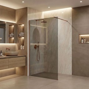 Параван за душ Rea Flexi Grey / Brush Copper 80