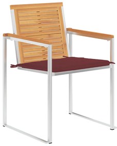 3078563 vidaXL Градински столове, 4 бр, с възглавници, тиково дърво масив