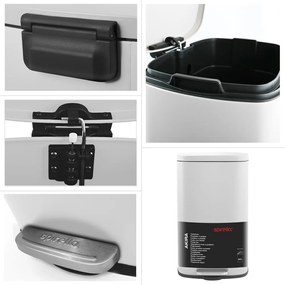 Стоманено кошче за боклук с педал в матово бял цвят 50 l Akira – Spirella