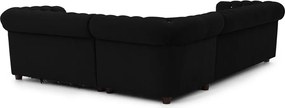 Черен кадифен разтегателен ъглов диван (десен ъгъл L форма) York Blik – Ropez