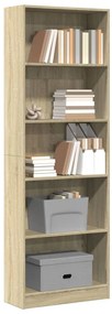857823 vidaXL Библиотека, сонома дъб, 60x24x176 см, инженерно дърво