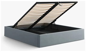 Светлосиньо двойно легло 180x200 cm тапицирано с място за съхранение/без табла с включена подматрачна рамка Susan – Micadoni