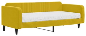 3197051 vidaXL Канапе с матрак, жълто, 100x200 см, кадифе