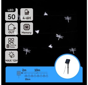 Aigostar - LED соларен декоративен гирлянд 50xLED/8 функции 10m 800mAh IP65 студено бяло