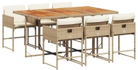 3211276 vidaXL Градински комплект с възглавници, 7 части, бежов полиратан