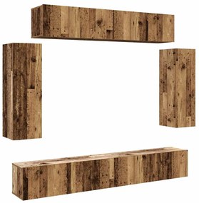 3329001 vidaXL Комплект ТВ шкафове за стенен монтаж 6 части, инженерно дърво