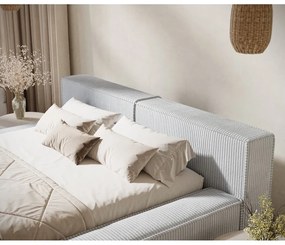 Светлосиво двойно легло 200x200 cm тапицирано с място за съхранение с включена подматрачна рамка Voliera – Maison de Rêve