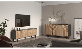 Черно-естествена маса за телевизор от декор от дъб 161x55x35 cm Alana – Marckeric