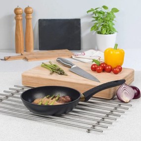 Комплект тенджери и тигани Royalty Line FD10, 10 части, Лят алуминий, Greblon мраморно покритие, Индукция, Черен