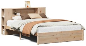 3322355 vidaXL Легло с етажерка за книги, без матрак, 140x190 см, бор масив