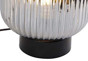 Лампа за маса в стил арт деко черна с опушено стъкло - Karel