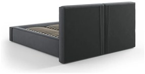 Тъмносиво тапицирано двойно легло с място за съхранение и решетка 180x200 см Arendal – Cosmopolitan Design