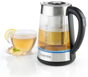 Klarstein OSTFRIESE електрическа кана 2-в-1 чайник 1.7л 2200WL LED неръждаема стомана стъкло