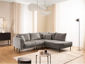 Кафяво-сив шенилов ъглов диван (десен ъгъл/L форма) Mauris – Ropez