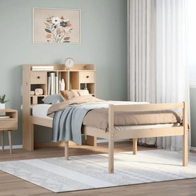 3322051 vidaXL Легло с рафтове за книги, без матрак, 100x200 см, бор масив
