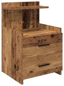 858646 vidaXL Нощно шкафче с 2 чекмеджета, старо дърво, 40x36,5x62 см
